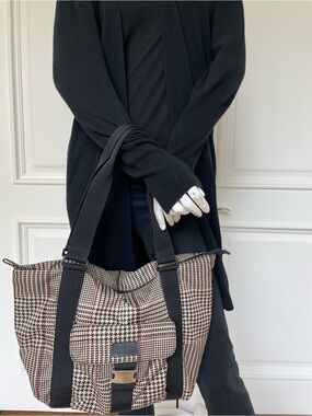Lauren Ralph Lauren Plaid Nylon Tote Bag | Houndstooth Shoulder Bag